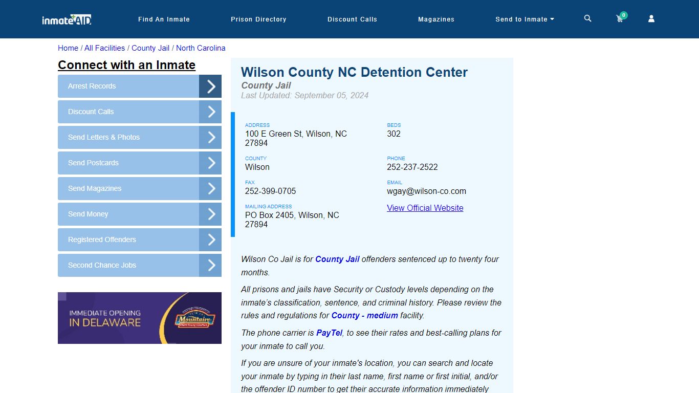 Wilson County NC Detention Center - Inmate Locator