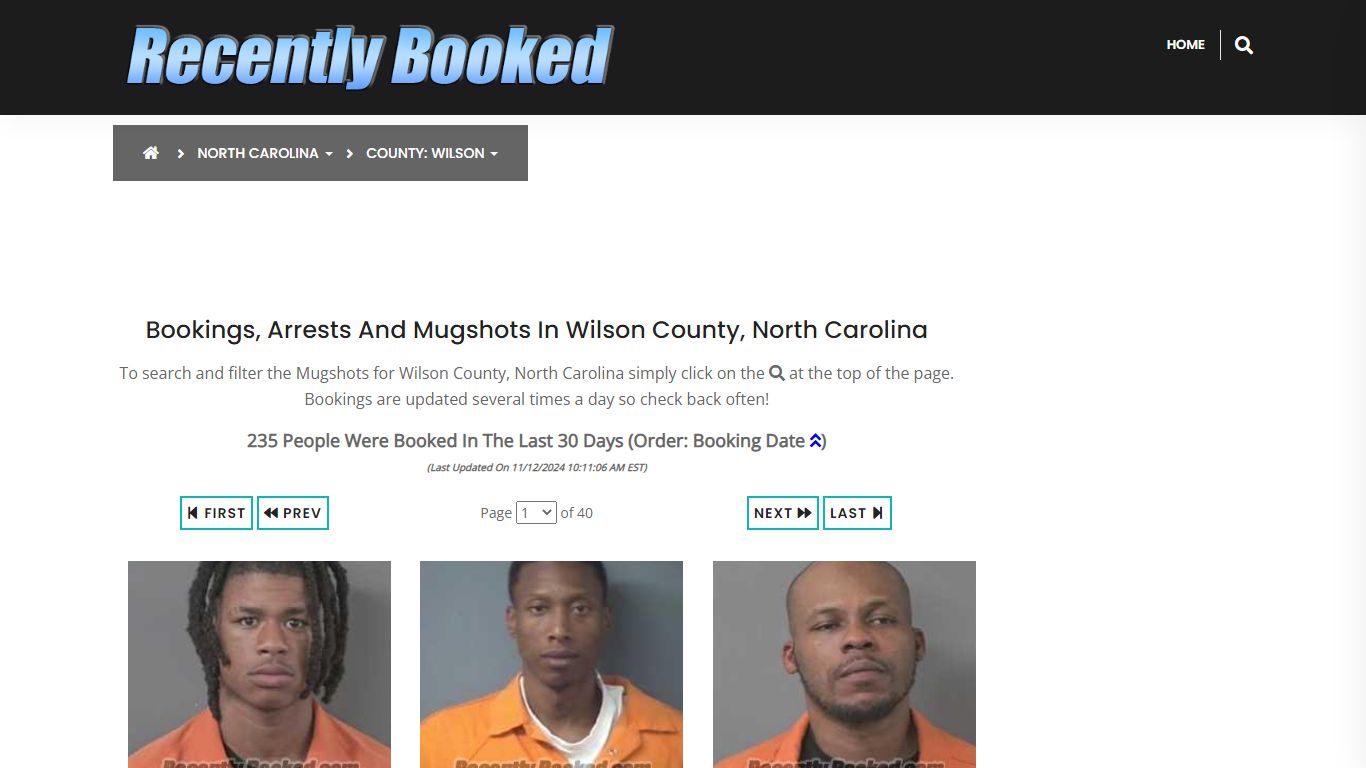 Bookings, Arrests and Mugshots in Wilson County, North Carolina